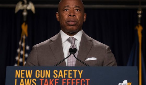 New York City Mayor Eric Adams speaks during a news conference about upcoming “Gun Free Zone" implementation at Times Square on Aug. 31, 2022.
