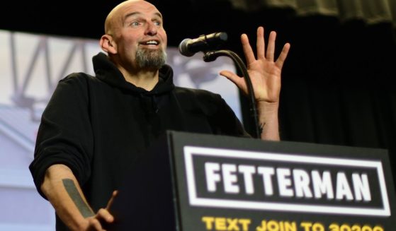 Democratic candidate for U.S. Senate John Fetterman is pictured at a rally at Nether Providence Elementary School on Oct. 15 in Wallingford, Pennsylvania.