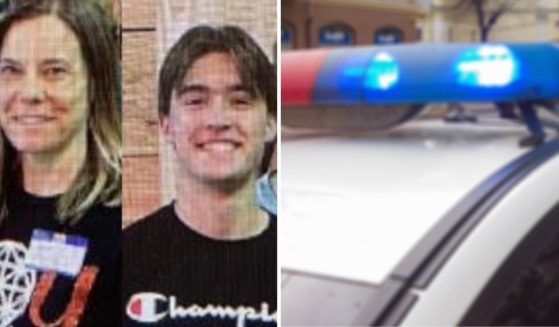 Michelle and Tyler Roenz, left; stock photo of a police car, right.