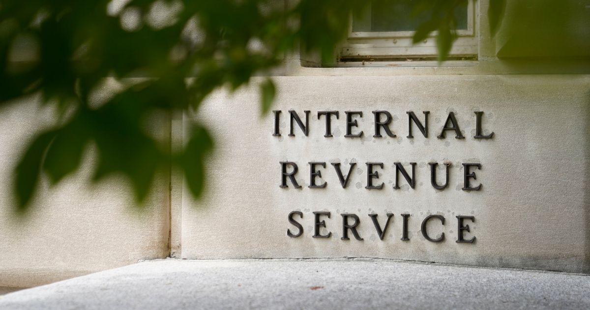 A file photo of a sign outside Internal Revenue Service building in Washington.