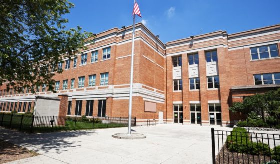 This school building is located in West Ridge, Chicago.