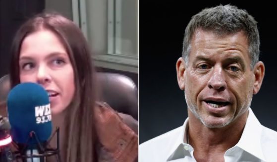 Fox Sports analyst Troy Aikman, right, made a comment that some viewers deemed "sexist" during his commentary of an NFL Monday Night Football game. However, when asked about her feelings regarding the comment, journalist Meghan Ottolini said it didn't bother her at all.