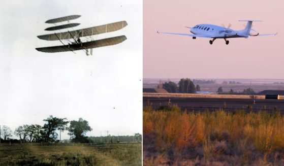 On Tuesday, Eviation had a first flight for its all-electric commuter airplane, "Alice," right. However, the 8-minute flight was much shorter than Orville and Wilbur Wright's Wright Flyer III flight near Dayton, Ohio, in 1905, left.