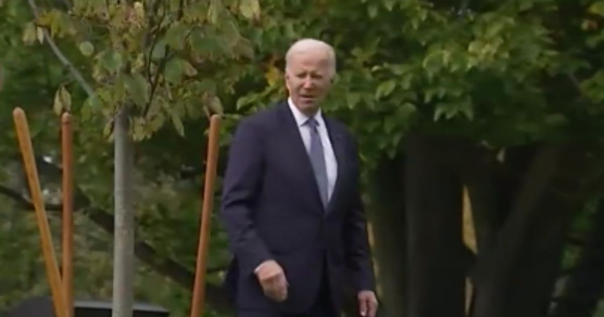 President Joe Biden is seen during a tree planting ceremony on Monday.