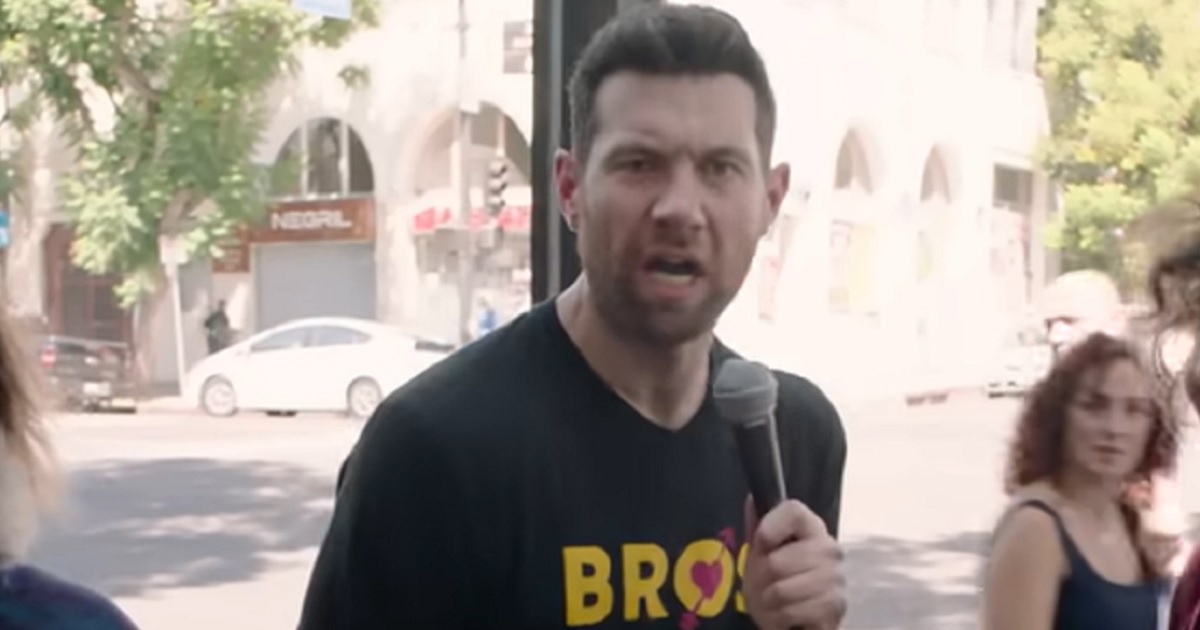 Actor/comedian Billy Eichner uses his "Billy on the Street" role to promote his film "Bros."