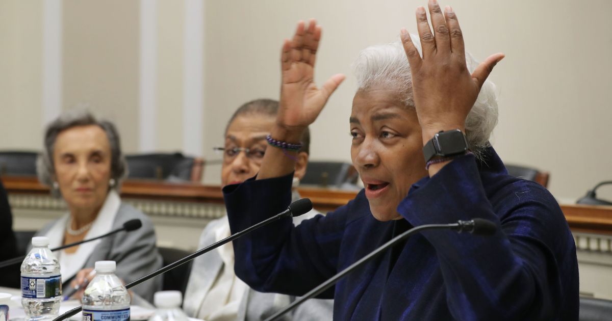 Former Democratic National Committee chairwoman Donna Brazile participates in a panel discussion about Women's History Month in the Rayburn House Office Building on Capitol Hill March 19, 2019, in Washington, D.C.