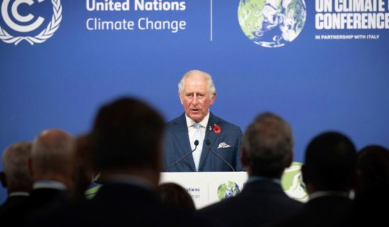 Britain's then-Prince Charles addresses a Commonwealth Leaders' Reception, at the COP26 Summit, at the SECC in Glasgow, Scotland, Nov. 2, 2021.