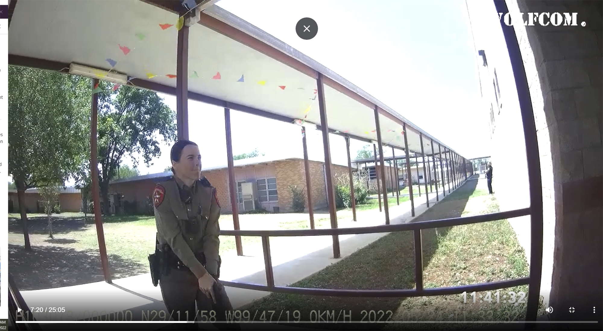 Former Texas Department of Public Safety trooper Crimson Elizondo responds to the shooting at Robb Elementary School in Uvalde, Texas, on May 24.