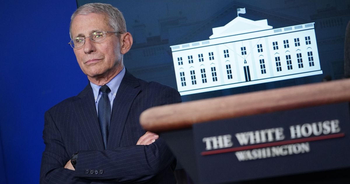 Director of the National Institute of Allergy and Infectious Diseases Anthony Fauci looks on during the daily briefing on the novel coronavirus, COVID-19, in the Brady Briefing Room at the White House on April 1, 2020, in Washington, D.C.