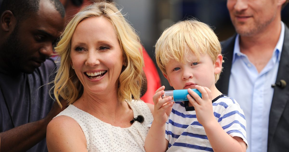 Anne Heche and her son Atlas Heche Tupper visit "Extra" at on Aug. 27, 2012, in Los Angeles.