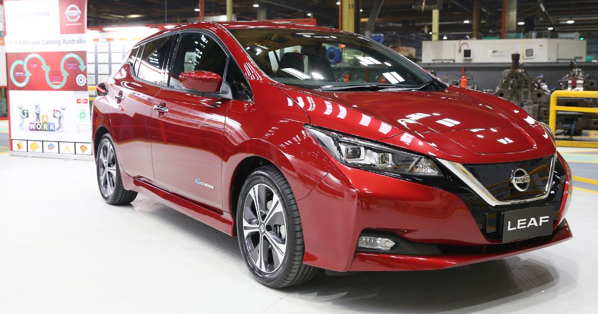 The new Nissan Leaf vehicle is seen on July 11, 2019, in Melbourne, Australia.