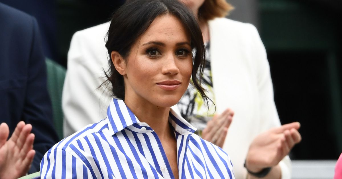 Meghan, Duchess of Sussex attends day twelve of the Wimbledon Lawn Tennis Championships at All England Lawn Tennis and Croquet Club on July 14, 2018, in London.