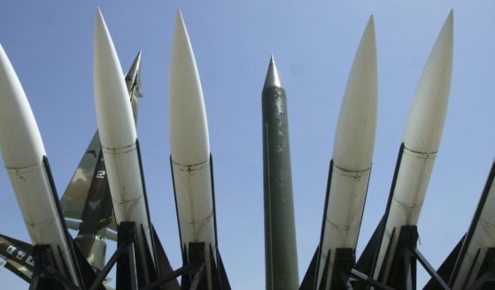 Scrapped missiles are displayed at a war museum on May 2, 2005, in Seoul, South Korea.