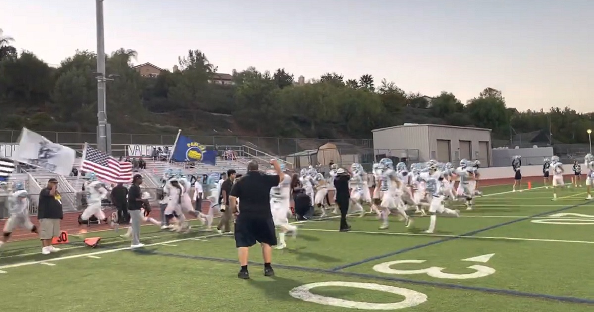 The Saugus Centurions take the field in a video posted to YouTube on Friday.