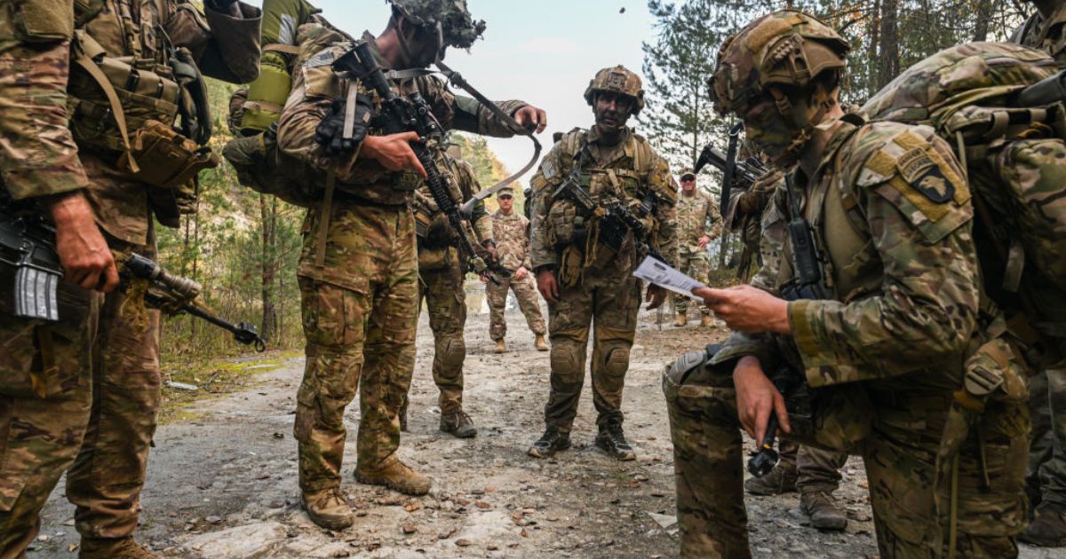 Soldiers of the 101st U.S. Airborne Division take part in a drill on Saturday in Solina, Poland.