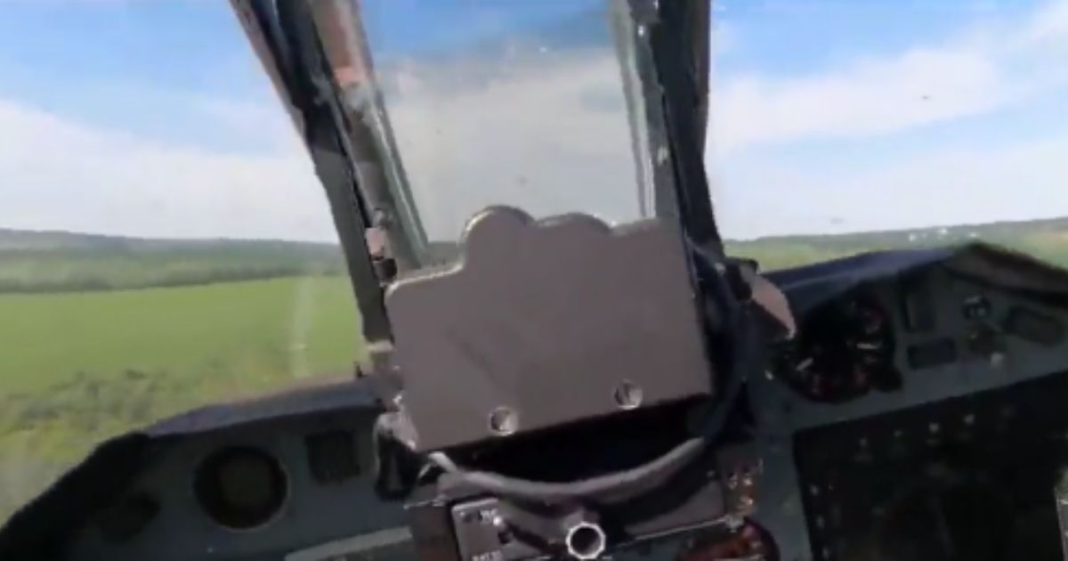 A Russian Su-25 pilot is forced to eject from the jet.