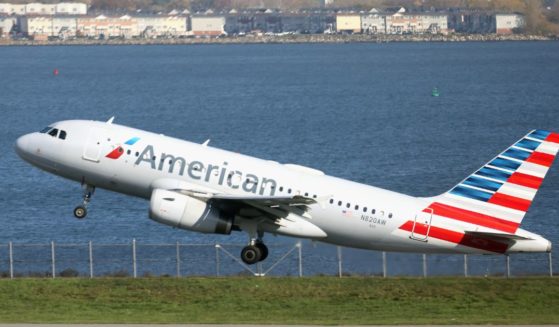 An American Airlines jet takes off at Laguardia AIrport on November 10, 2022 in the Queens borough of New York City.