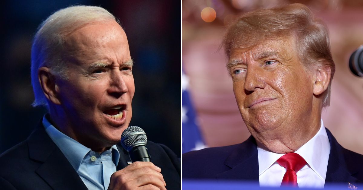 President Joe Biden, left, launched an attack on former President Donald Trump, right, as the Republican was announcing his plan to run again in 2024 during an event at his Mar-a-Lago home in Palm Beach, Florida, on Tuesday.