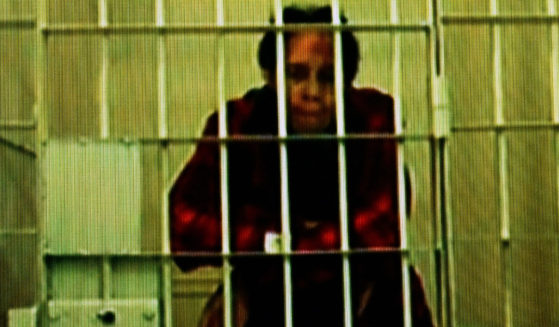 Brittney Griner, who was sentenced to nine years in a Russian prison for drug smuggling, is seen on a screen via a video link from a remand prison before a court hearing to consider her appeal at the Moscow regional court on Oct. 25.