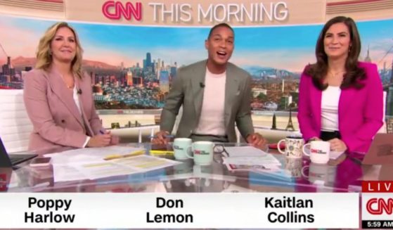 Poppy Harlow, Don Lemon and Kaitlan Collins on the set of 'CNN This Morning'