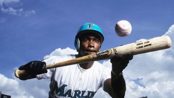 Chuck Carr poses for a photo for the Florida Marlins in Miami, Florida, in June 1994.