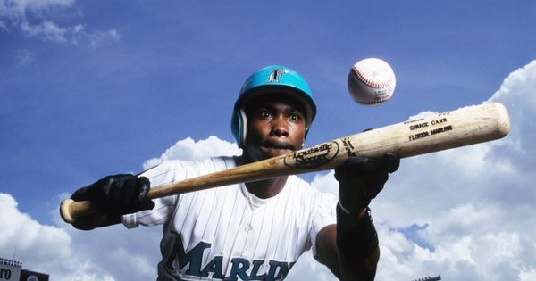 Chuck Carr poses for a photo for the Florida Marlins in Miami, Florida, in June 1994.