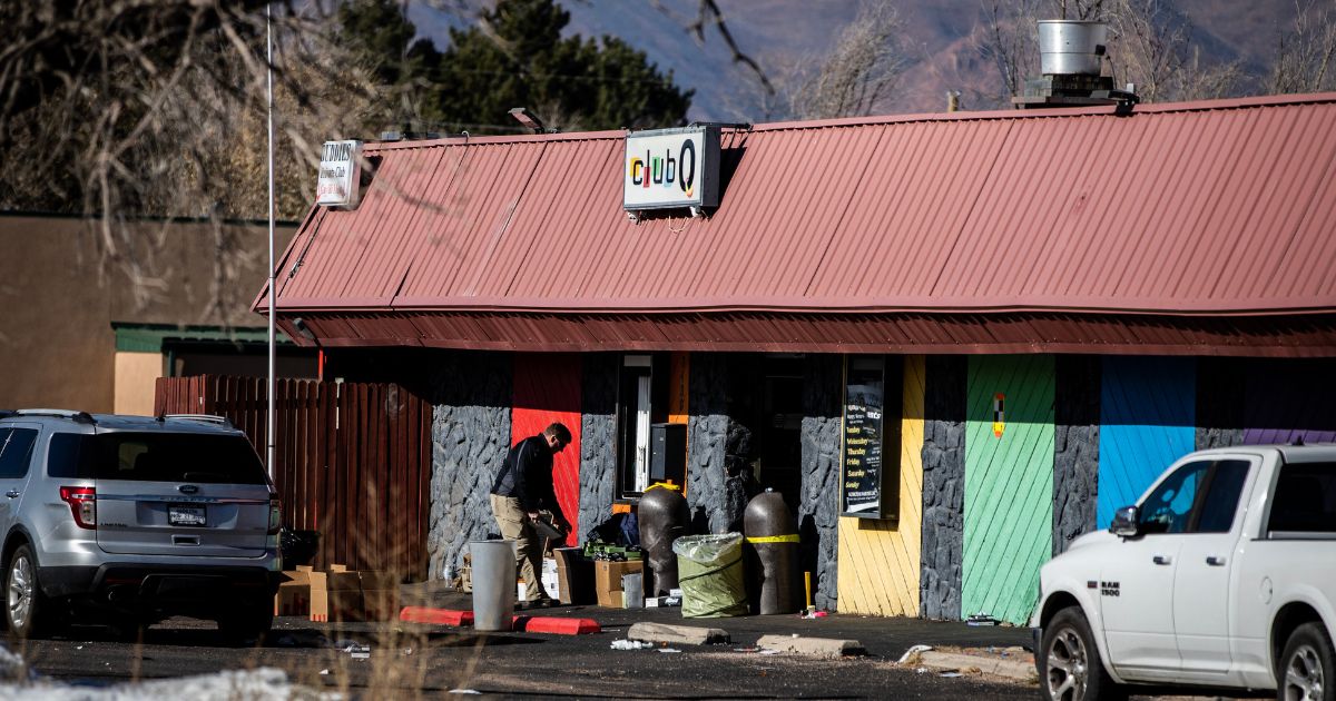 Investigators work outside of Club Q in Colorado Springs, Colorado, on Tuesday.