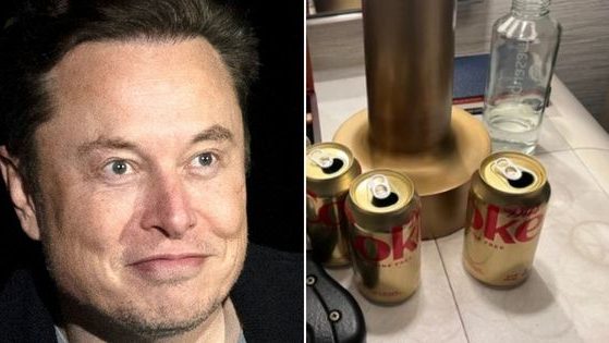 Twitter owner Elon Musk, left, caused a wave of reaction across Twitter after he posted a photo of his "bedside table," right.