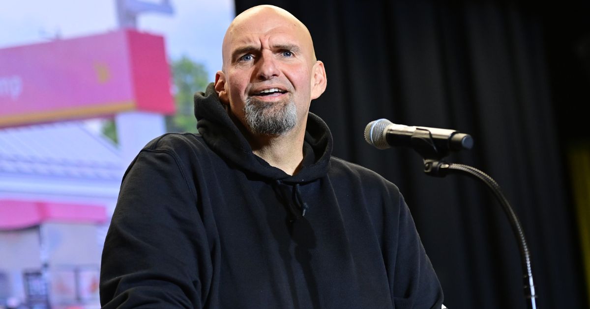 Democratic Lt. Gov. and U.S. Senate candidate John Fetterman of Pennsylvania speaks during a rally at Nether Providence Elementary School in Wallingford, Pennsylvania, on Oct. 15.