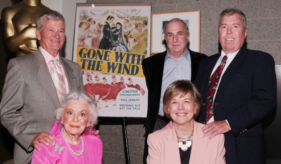 Mickey Kuhn, left, is seen with fellow "Gone with the Wind" cast members, from left, Ann Rutherford, Cammie King and Patrick Curtis, along with Hollywood producer Daniel Selznick, center, at the Academy of Motion Pictures Arts and Sciences' screening series "Hollywood's Greatest Year" celebrating 1939's Best Picture "Gone with the Wind" in Beverly Hills, California, on May 18, 2009.