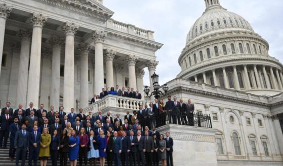 Incoming members of the U.S. House of Representatives pose for a photo on the steps of the U.S. Capitol in Washington, D.C., on Tuesday.