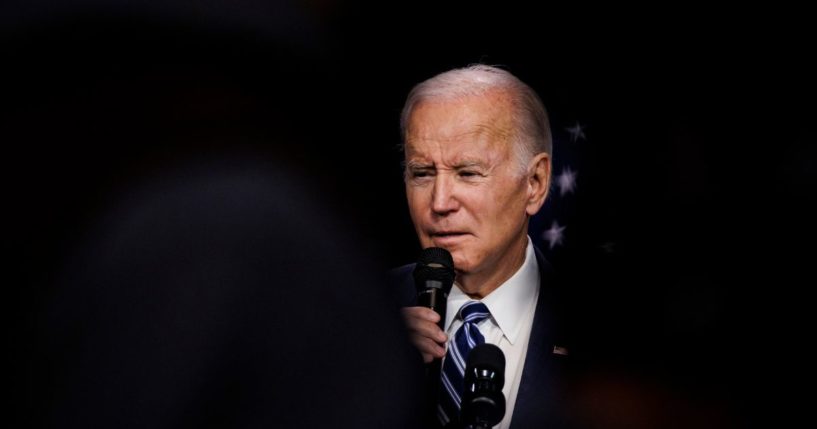 President Joe Biden speaks at the Howard Theatre on Wednesday in Washington, D.C.