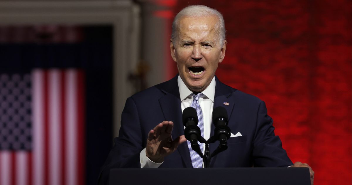 President Joe Biden delivers a primetime speech on the "battle for the soul of the nation" at Independence National Historical Park in Philadelphia on Sept. 1.
