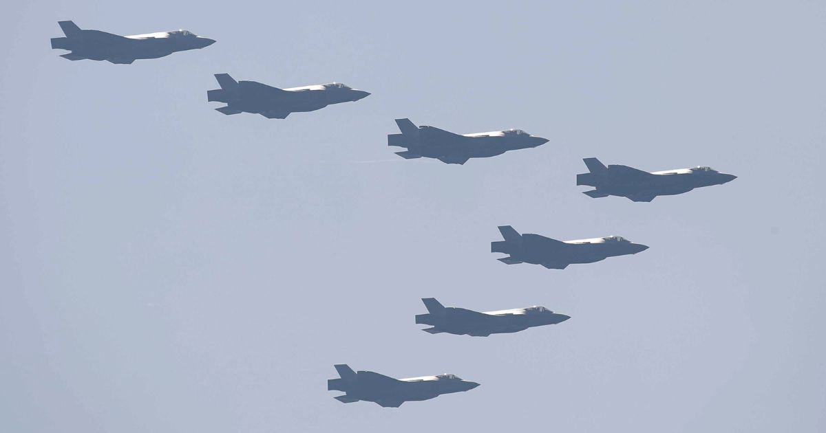 South Korean F-35A Stealth fighter jets participate in the media day for the 74th anniversary of Armed Forces Day at the military base in Gyeryong-City, South Korea, on Sept. 29.