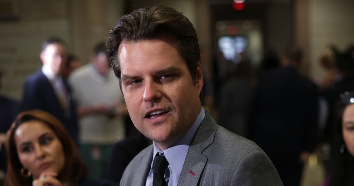 Florida Republican Rep. Matt Gaetz speaks to the media after the House Republican Conference leadership elections in Washington, D.C., on Tuesday.