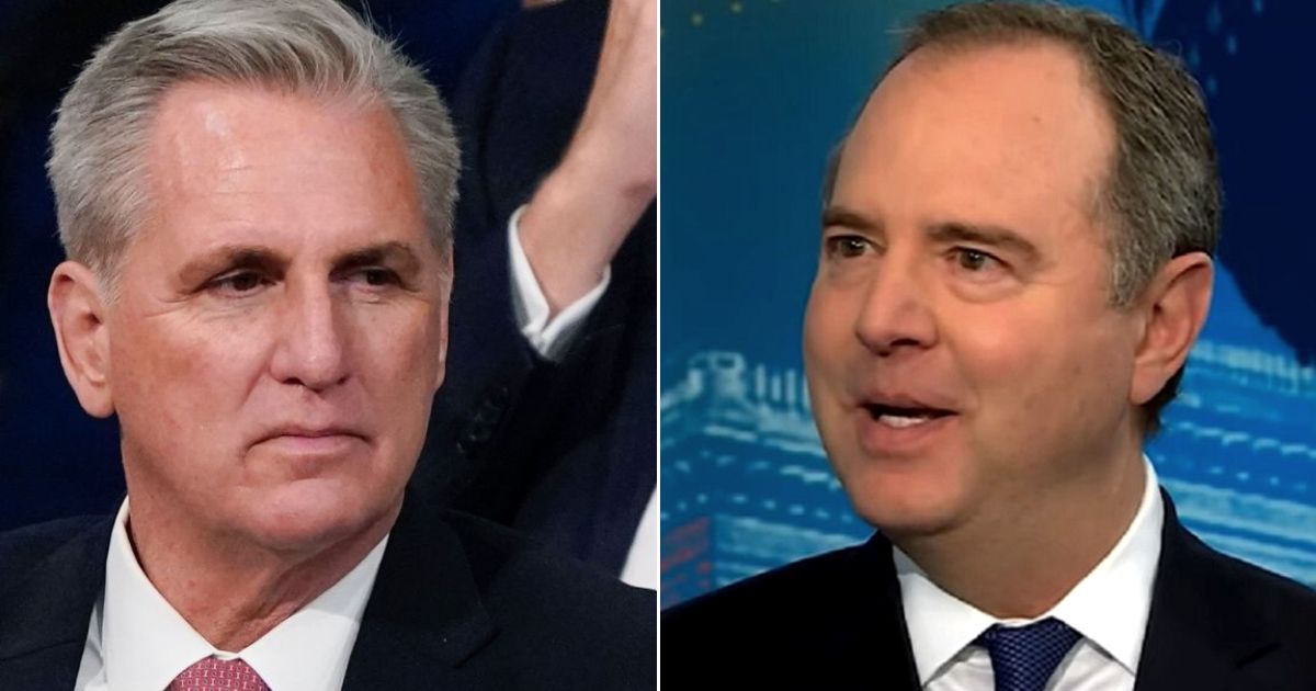 House Minority Leader Kevin McCarthy, left, pictured at the March State of the Union address, is aiming to become House majority leader when Republicans take control of the chamber in January. He has pledged to removed Rep. Adam Schiff, right, from the House Intelligence Committee the Democrat now chairs.