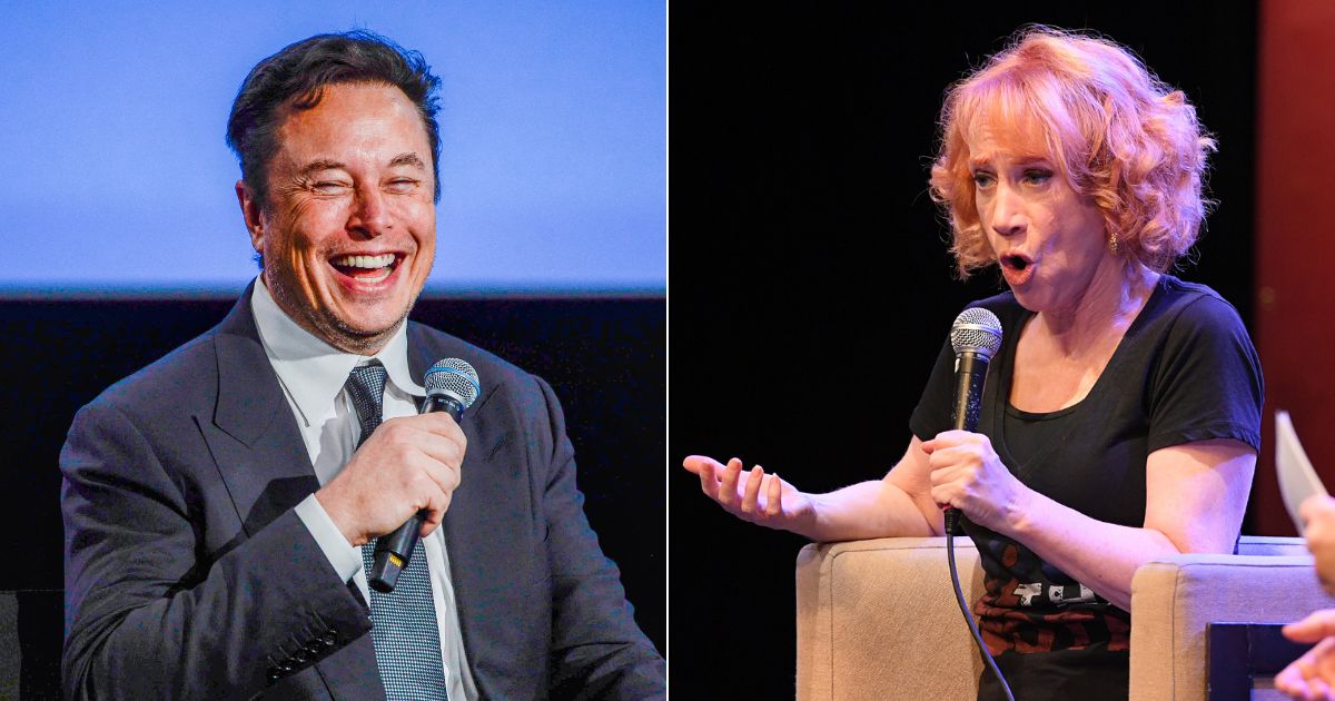 Twitter CEO Elon Musk, left, has said that comedian Kathy Griffin, right, can get her Twitter account back, after having it suspended for impersonating Musk, if she does one thing.