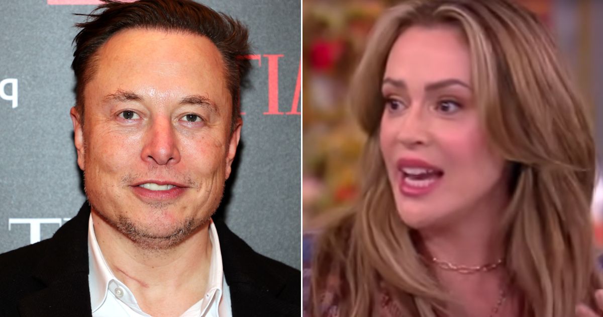 Actress Alyssa Milano, right, said she got rid of her Tesla, but hasn't been able to leave Twitter, despite her disdain for Elon Musk.