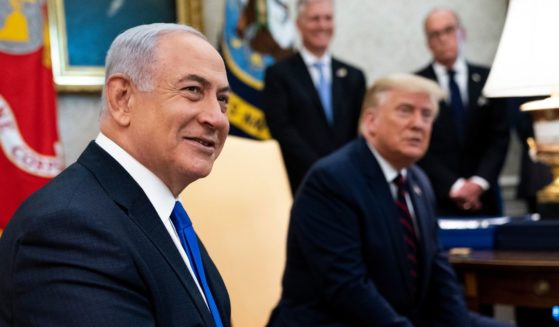 Then-Israeli Prime Minister Benjamin Netanyahu and President Donald Trump meet in the Oval Office of the White House in Washington on Sept. 15, 2020.