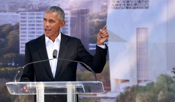 Former President Barack Obama participates in a ceremonial groundbreaking at the Obama Presidential Center in Chicago's Jackson Park on Sept. 28, 2021.