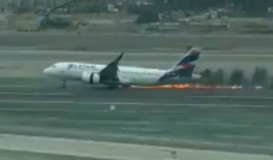 An airplane struck a firetruck while attempting to take off from Jorge Chávez International Airport in Lima, Peru, on Friday.