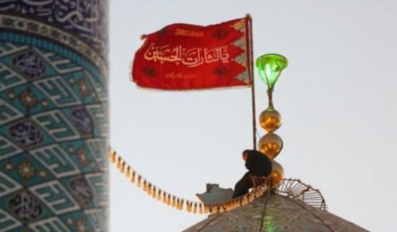The Iranian Regime reportedly raised a Red Flag of Revenge above a Holy Shrine in Shiraz, Iran, on Tuesday.