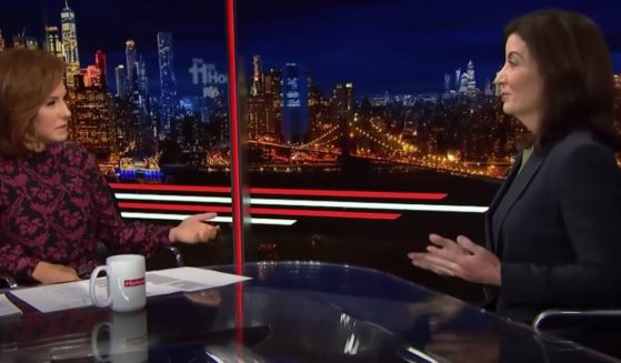 NY Governor Kathy Hochul (R) speaks to Stephanie Ruhle (L) during an interview on 'The 11th Hour' on MSNBC.