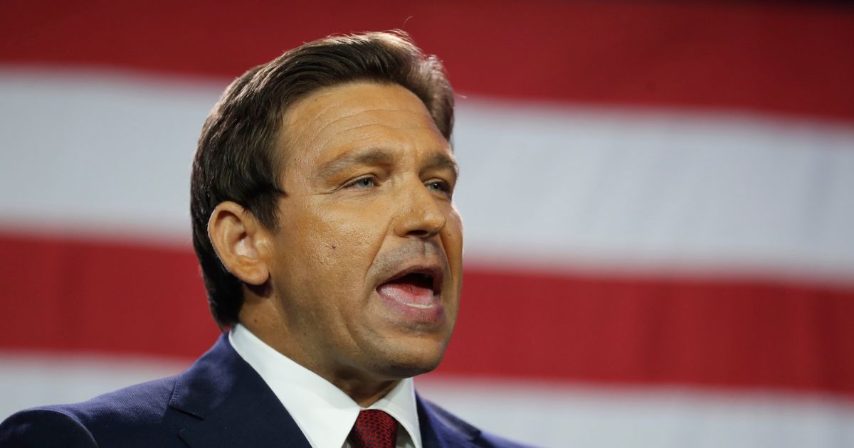 Florida Gov. Ron DeSantis gives a victory speech at the Tampa Convention Center on Nov. 8 in Tampa, Florida.