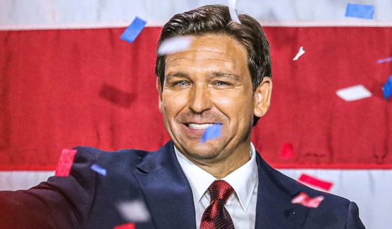 Florida GOP Gov. Ron DeSantis waves to the crowd during an election night watch party in Tampa, Florida, on Nov. 8.