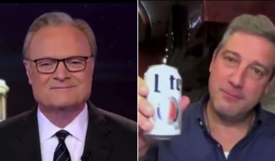 Democratic Senate candidate Tim Ryan of Ohio held up a beer can during an MSNBC interview on Monday.