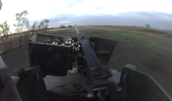 In the video, a soldier with an American accent shoots at what is described "Russians in occupied village."