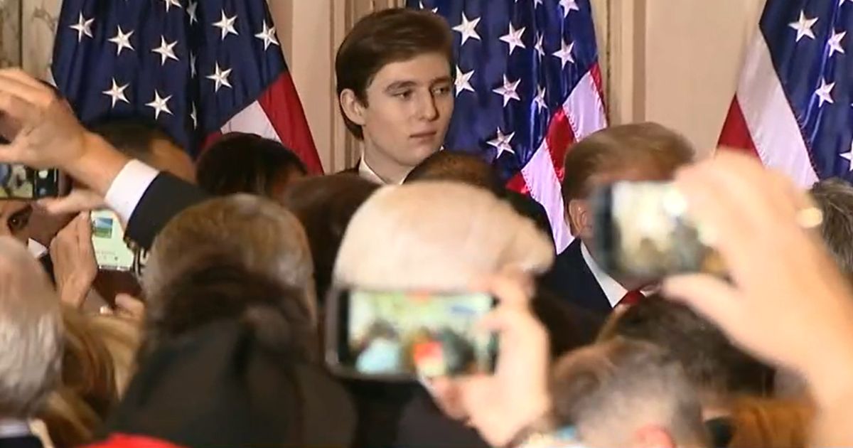Barron Trump towers over the crowd during an event at Mar-a-Lago where his father, Donald Trump, announced he's running for president in 2024.