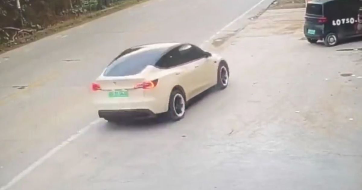 A speeding Tesla was caught on camera zipping through the streets of Chaozhou, China, on Nov. 5.