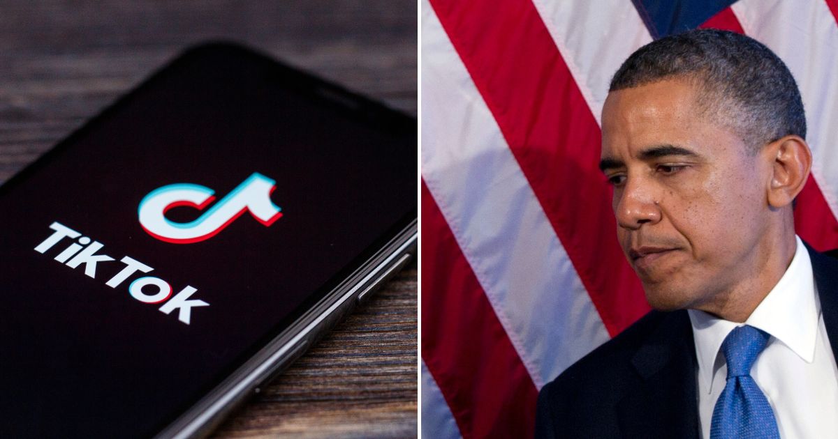 the TikTok logo and Barack Obama